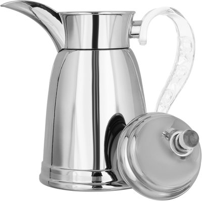 Al Saif Gallery Qamar Thermos Dallah, 0.35 L, Transparent Handle, Stainless Steel Inner Case, Stainless Steel Outer Body - Silver product image 5