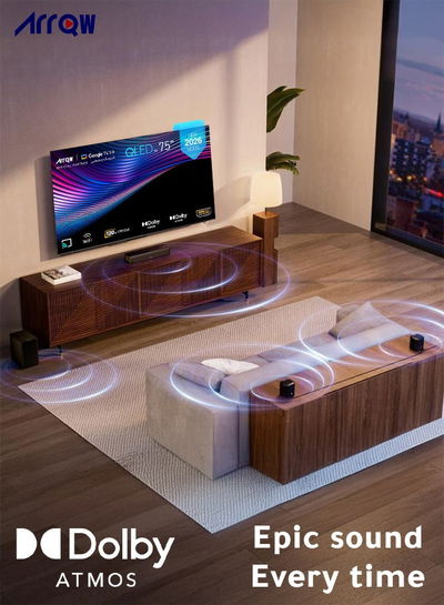 ARRQW RO-75LCQ120 75-inch Frameless Smart TV, QLED, 4K UHD, Google TV System - Black product image 4