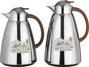 طقم ترامس سيف بلص، 0.7 / 1 لتر، خامة داخلية زجاج، غطاء ضغاط - فضي لامع خشبي product image