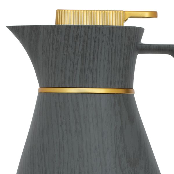 ترمس جلوري، 1 لتر، حافظة داخلية زجاج حراري، هيكل خارجي بلاستيك - رمادي product image 1