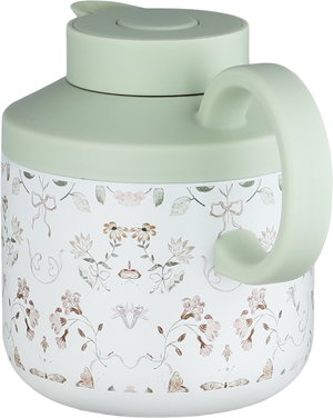 Hala Timeless Thermos, Stainless Steel Inner Container, 0.6 Liter, Press-On Self-Service - Light Green White product image 2