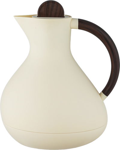 Al Saif Gallery Layal Thermos Set, 0.6/0.9 Liter, 2 Pieces, Glass Interior, Plastic Exterior, Wooden Handle, Push Button - Creamy Wooden product image 2