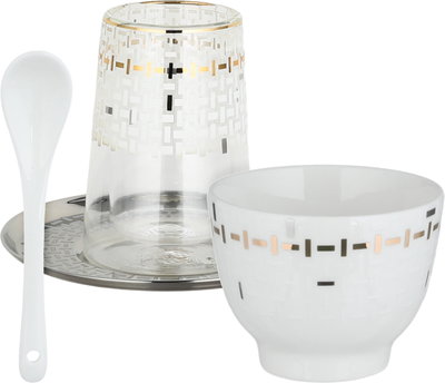 Al Saif Gallery Porcelain Cup and Saucer Serving Set, 24 Pieces, 13cm, Glass Cups and Saucers, Spoons - Multicolor product image 1