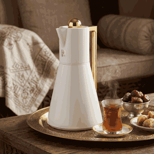 ترمس لينا افريست، 1 لتر، حافظة داخلية زجاج، غطاء ضغاط، يد ذهبي - لؤلؤي product image 2