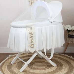 سرير موسى قابل للطي فان مومنت، 76×42×76 سم، حامل خشب - ابيض product image