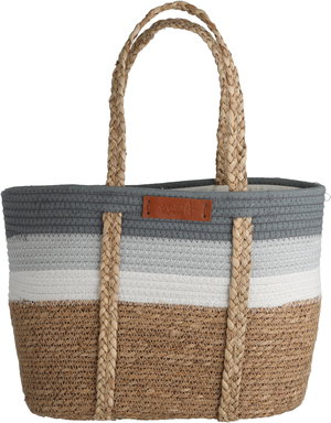 شنطة ترامس خوص السيف غاليري، 45x30 سم - بيج ابيض رمادي product image