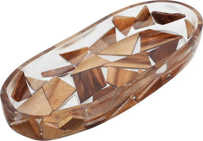 Al Saif Gallery Acrylic Serving Dish, 30x12x4 cm, Oval - Light Wood product image 2