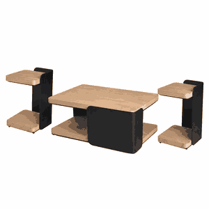 طقم طاولات خشب MDF و معدن، 3 قطع - بنى اسود product image 2
