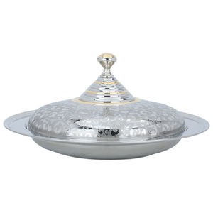 Al Saif Gallery Gozy Steel Serving Plate, 35 cm - Silver product image