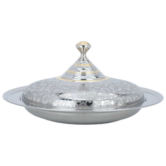 Al Saif Gallery Gozy Steel Serving Plate, 35 cm - Silver product image 1