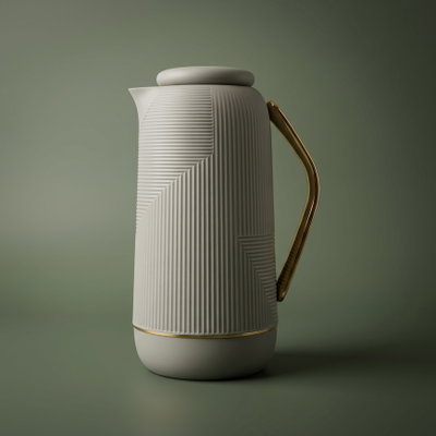 ترمس رواء جلوري، 1 لتر، حافظة داخلية زجاج - رمادي فاتح product image 1