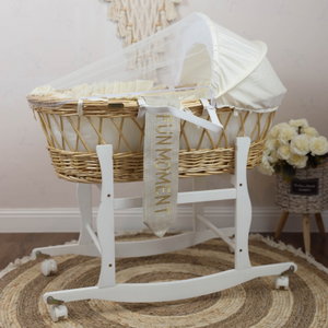 Fun Moment Cotton Moses Bed, 76×42×76 cm, with wheels - White product image