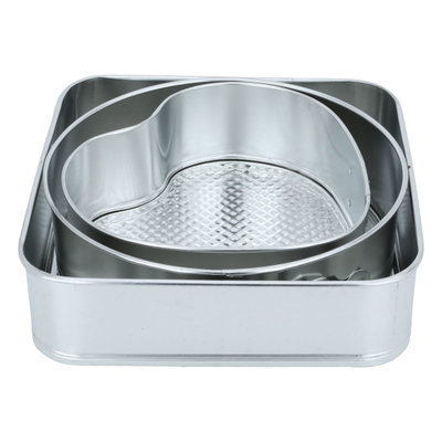 Al Saif Gallery Aluminum Cake Pans Set, 25 x 25 / 23 x 23 / 26 cm, 3 Pieces - Silver product image 2