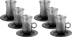 طقم بيالات زجاج أمبير، 120 مل، صحون، قاعدة أسود، 12 قطعة - رمادي شفاف product image