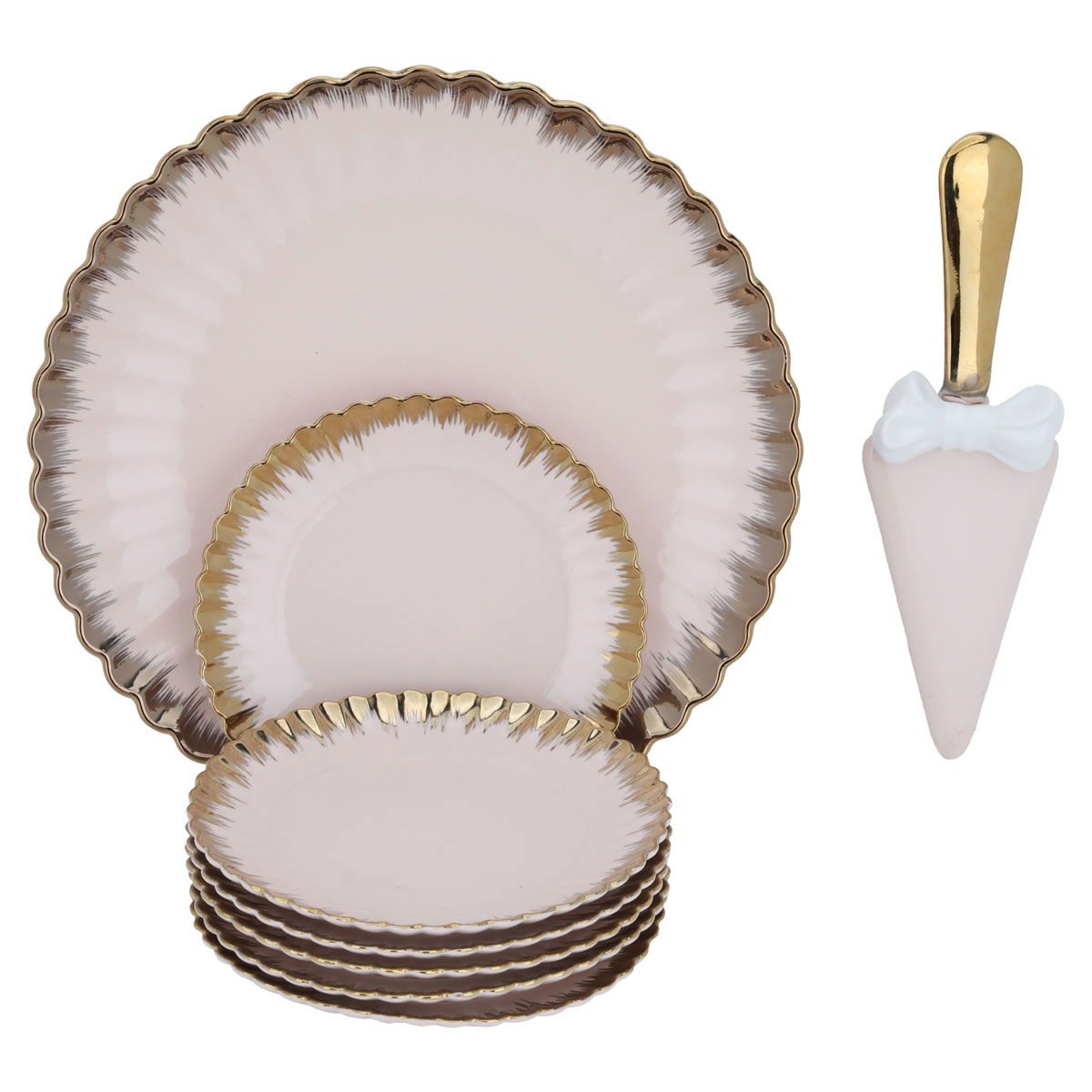Al Saif Gallery porcelain serving stand, 8 pieces - pink product image