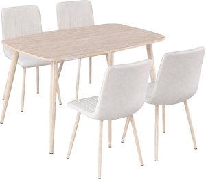 طاولة طعام خشب MDF مع 4 كراسي، 80×130×75 سم - بيج product image 2