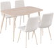 طاولة طعام خشب MDF مع 4 كراسي، 80×130×75 سم - بيج product image 2