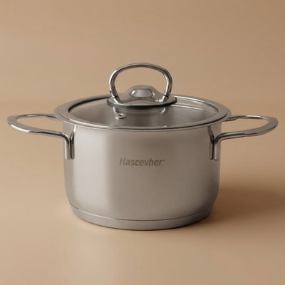 قدر استيل غطاء زجاج هاشفير، 900 مل، 14 سم - فضي product image 1