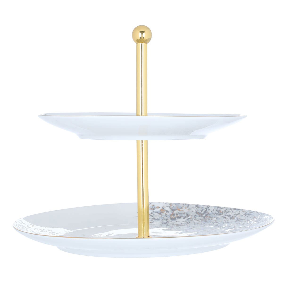 Al Saif Gallery porcelain cake stand, 2 levels, gray-white pattern product image