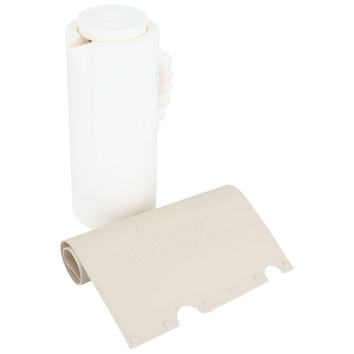 Al Saif Gallery Royal 7 glass thermos, 1 liter, plastic outer shell with leather cover - white product image 3