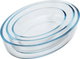 Mirolex Glass Oven Tray Set, 3 Pieces, Oval - Clear product image 1