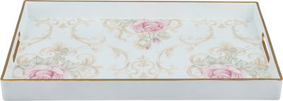 Al Saif Gallery Plastic Serving Tray Set, 2 Pieces, Rose Pattern - Multicolor product image 3