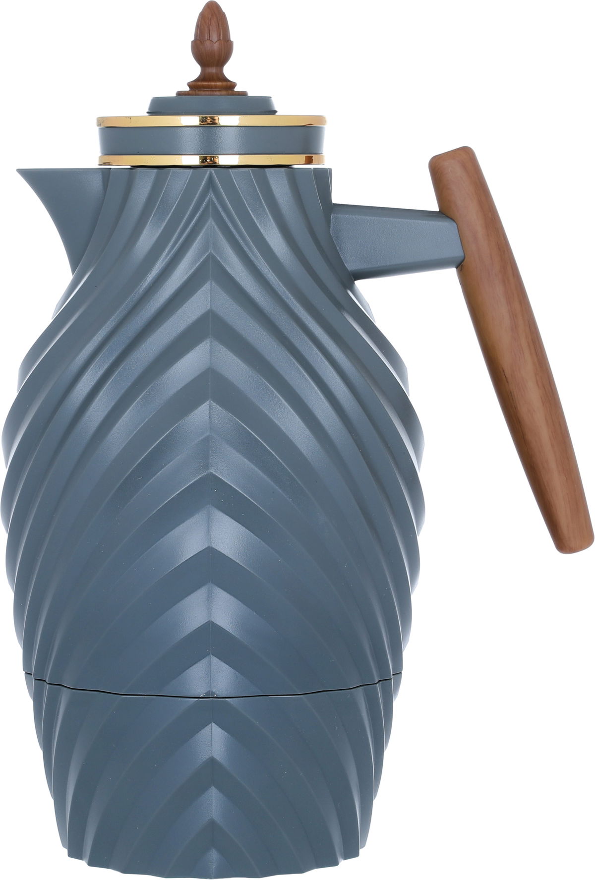 Everest Thermos, 1 liter, wooden handle, thermal glass inner shell, plastic outer shell - gray product image