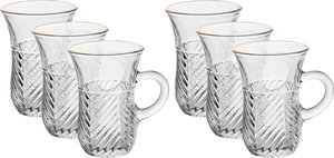 طقم بيالات شاي زجاج ماكس جلاس، 88 مل، 6 اكواب - شفاف product image