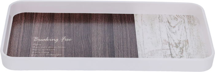 Al Saif Gallery Plastic Serving Tray, 30 x 15 x 2.5 cm, Rectangle - White Brown product image 1