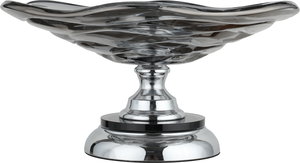 ستاتد تقديم ستانلس ستيل زجاج السيف غاليري، قاعدة دائرية، 35x35x17 سم - فضي اسود product image 2