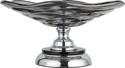 ستاتد تقديم ستانلس ستيل زجاج السيف غاليري، قاعدة دائرية، 35x35x17 سم - فضي اسود product image 2