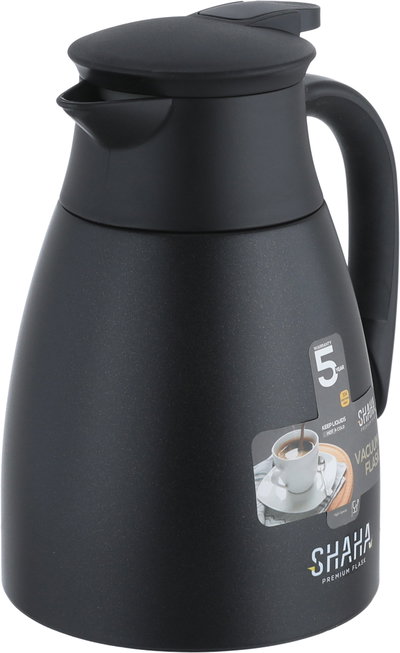 ترمس شاها، 1 لتر، خامة داخلية استيل، هيكل خارجي استيل، ضغاط - اسود product image 4