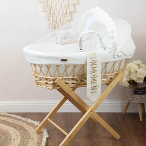 سرير موسى قطن فان مومنت، 76×42×76 سم، حامل خشب - ابيض بيج product image