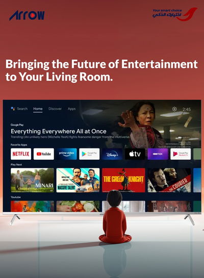 ARRQW RO-65LCS120 65-inch Frameless Smart TV, 4K UHD, DLED, with Google Play - Black product image 3