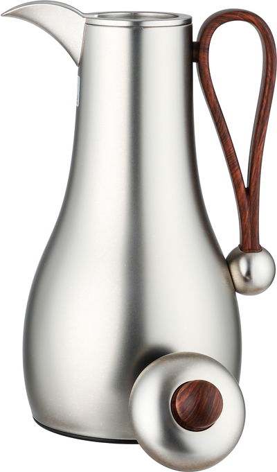 طقم ترامس غيم السيف غاليري، قطعتين، 1/1 لتر، حافظة داخلية زجاج، يد خشبي - فضي product image 5