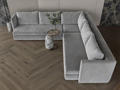 كنبة شكل L مودرن خشب سويدي،300×300 سم، قماش شانيل - رمادي product image 3