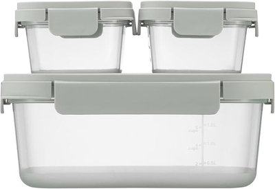 طقم حافظات طعام نيستوبيا بلاستيك لوك اند لوك، 3 قطع، غطاء - اخضر شفاف product image 1
