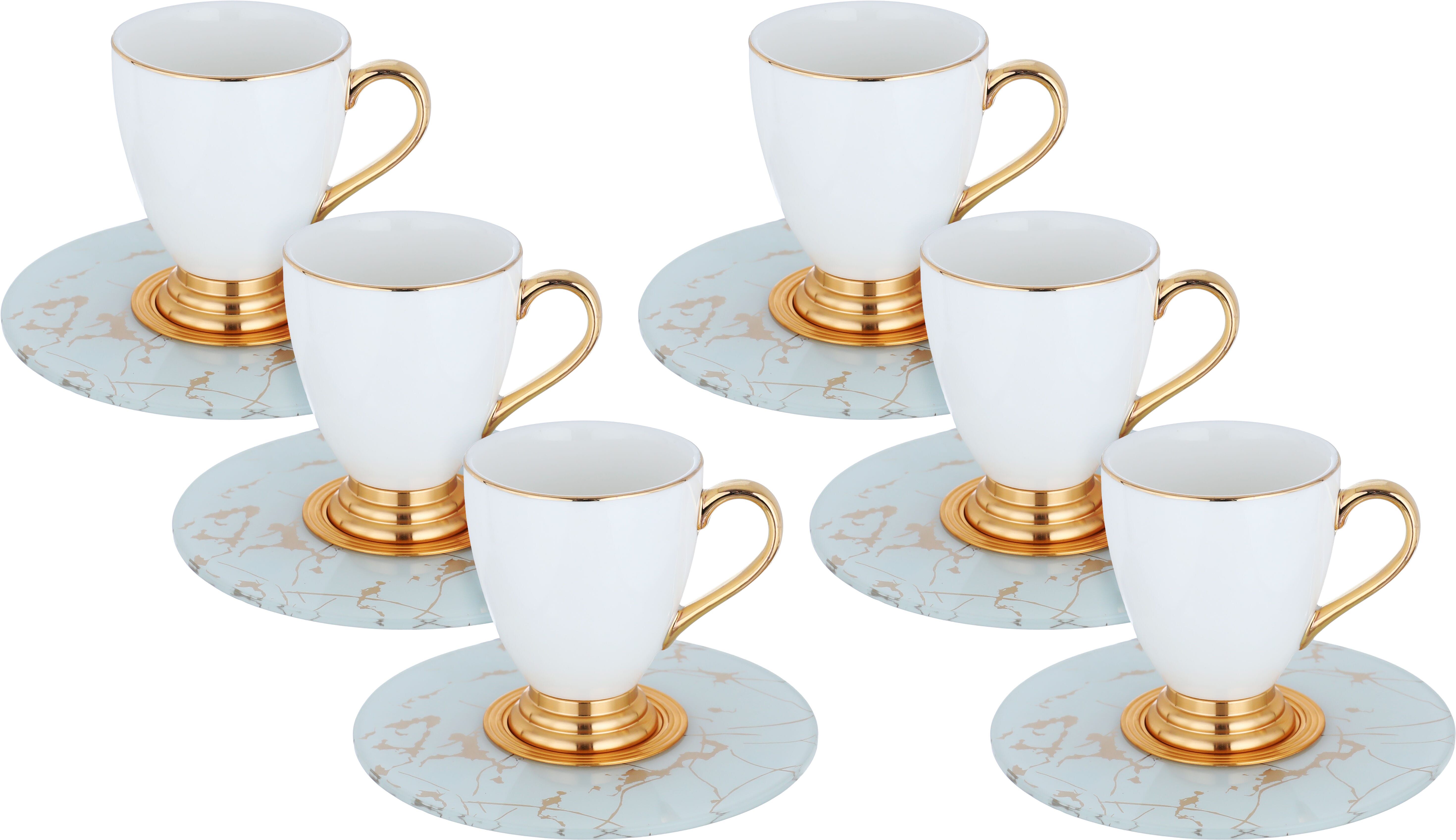 Al Saif Gallery porcelain coffee cup and saucer set, 12 pieces - white product image