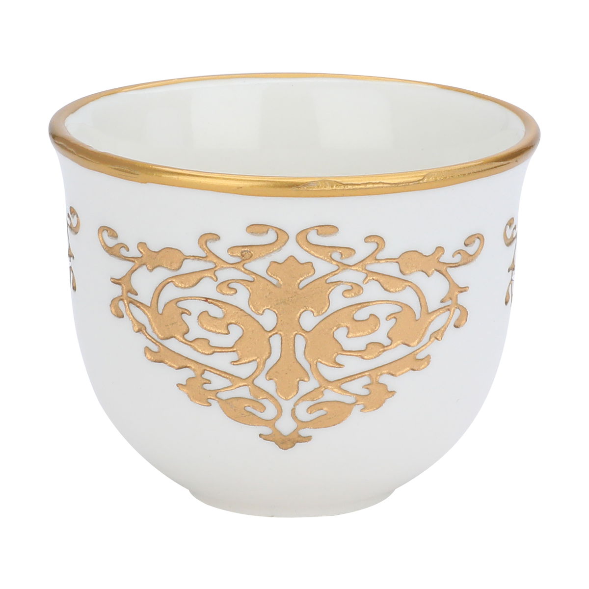 Al Saif Gallery Porcelain Arabic Coffee Cups Set, 12 Pieces, 100 ml, Gold-White Decoration product image