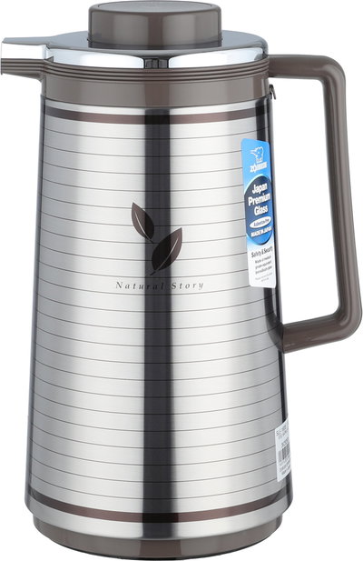 zojirushi Abu Feel Japanese Thermos, 1 liter, glass inner container, stainless steel outer body - Silver Cappuccino product image 2