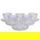 Al Saif Gallery Glass Cups and Saucers Set, 12 Pieces - Transparent White product image 3
