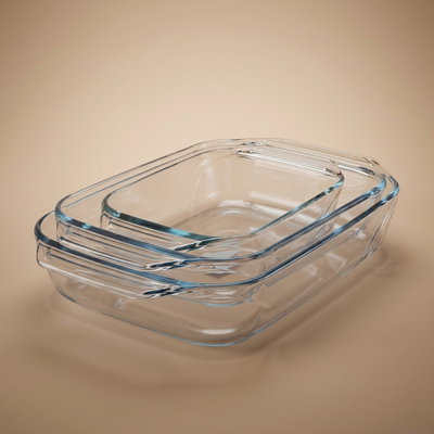 طقم صواني فرن زجاج بيركس، 3 قطع - شفاف product image 1