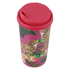 Al Saif Gallery plastic coffee and tea cup, 470 ml, red-pink lid product image 2
