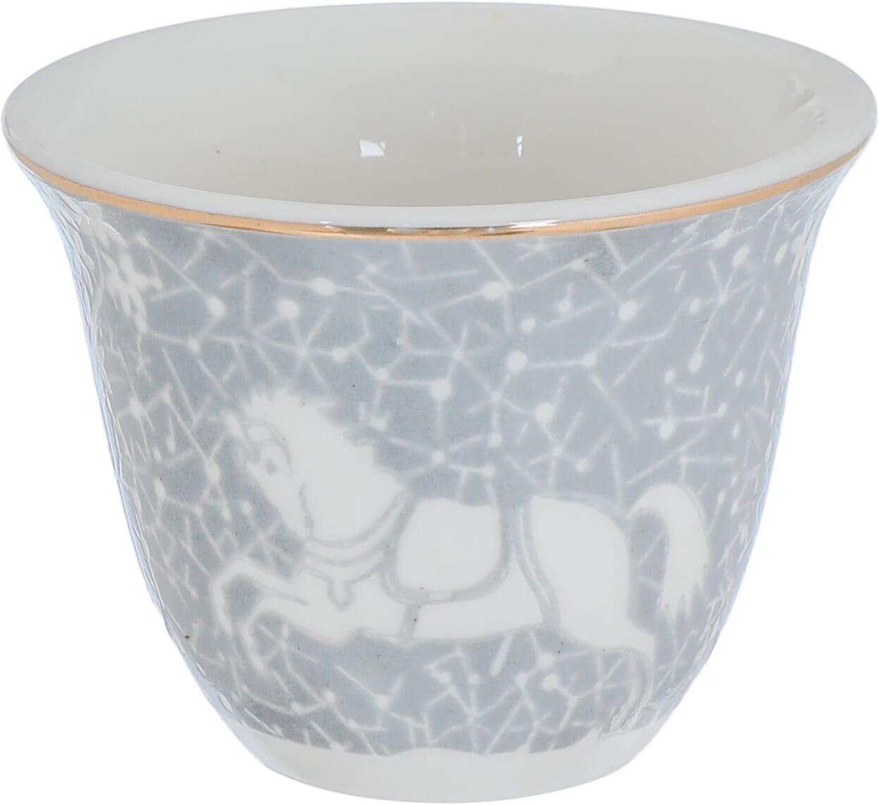 Al Saif Gallery Arabic Coffee Cups Set, 12 Pieces, 90 ml, Horse Pattern - White/Grey product image 2