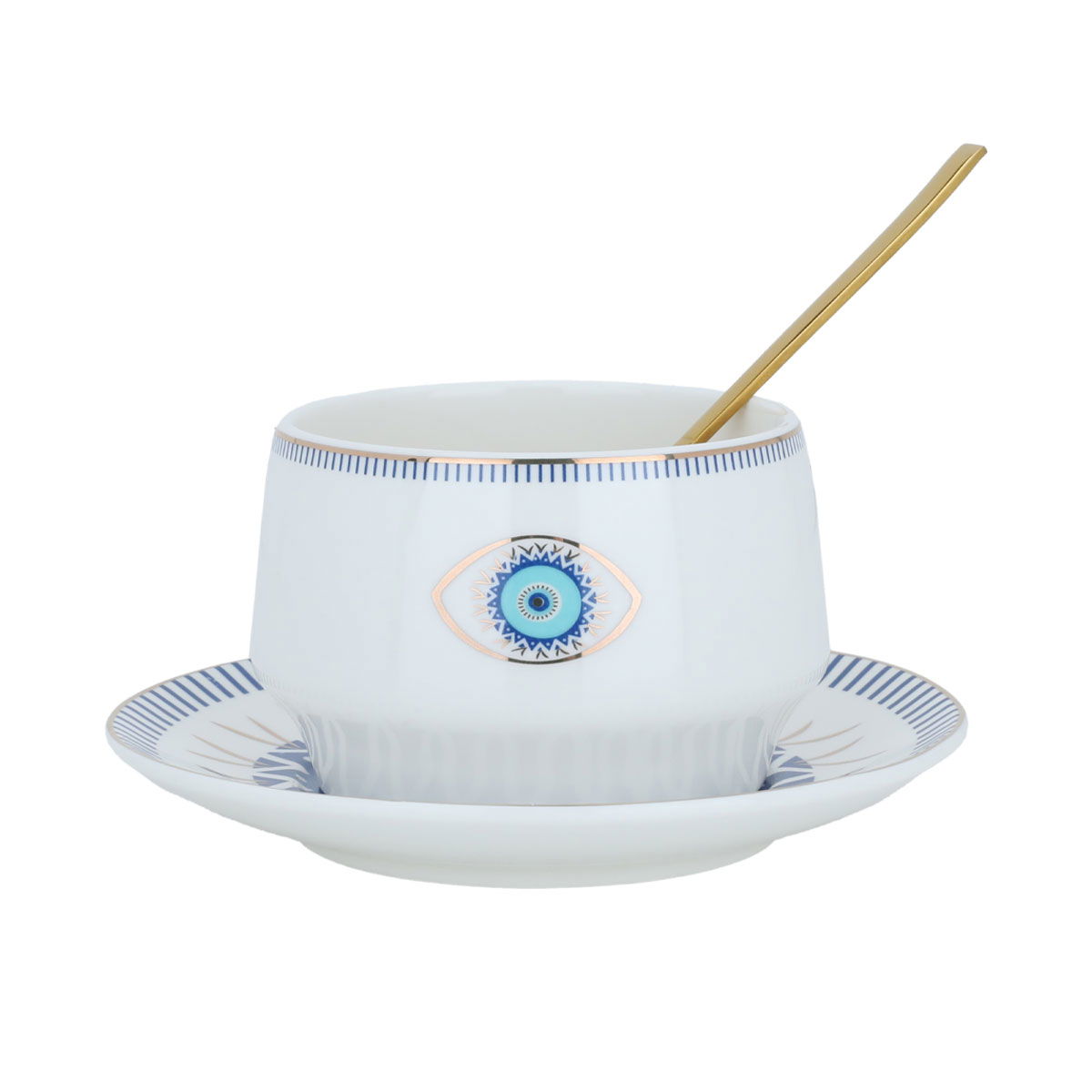 Al Saif Gallery porcelain bowls set, 18 pieces, eye pattern - white product image 1