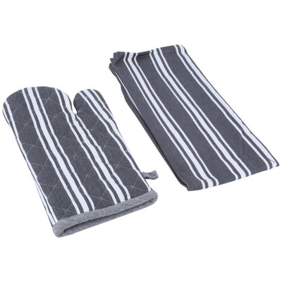 Set (towel, apron, gloves, pot holder) Fiber Alsaif Gallery, 4 pieces - white with gray product image 3