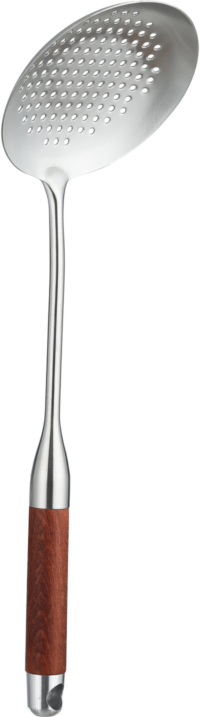 Al Saif Gallery Stainless Steel Serving Spoon, 12x39 cm, Perforated, Wooden Handle - Silver product image 2