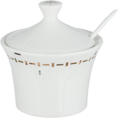 طقم سفرة بورسلان السيف غاليري، 61 قطعة، نقوشات هندسية - أبيض product image 4