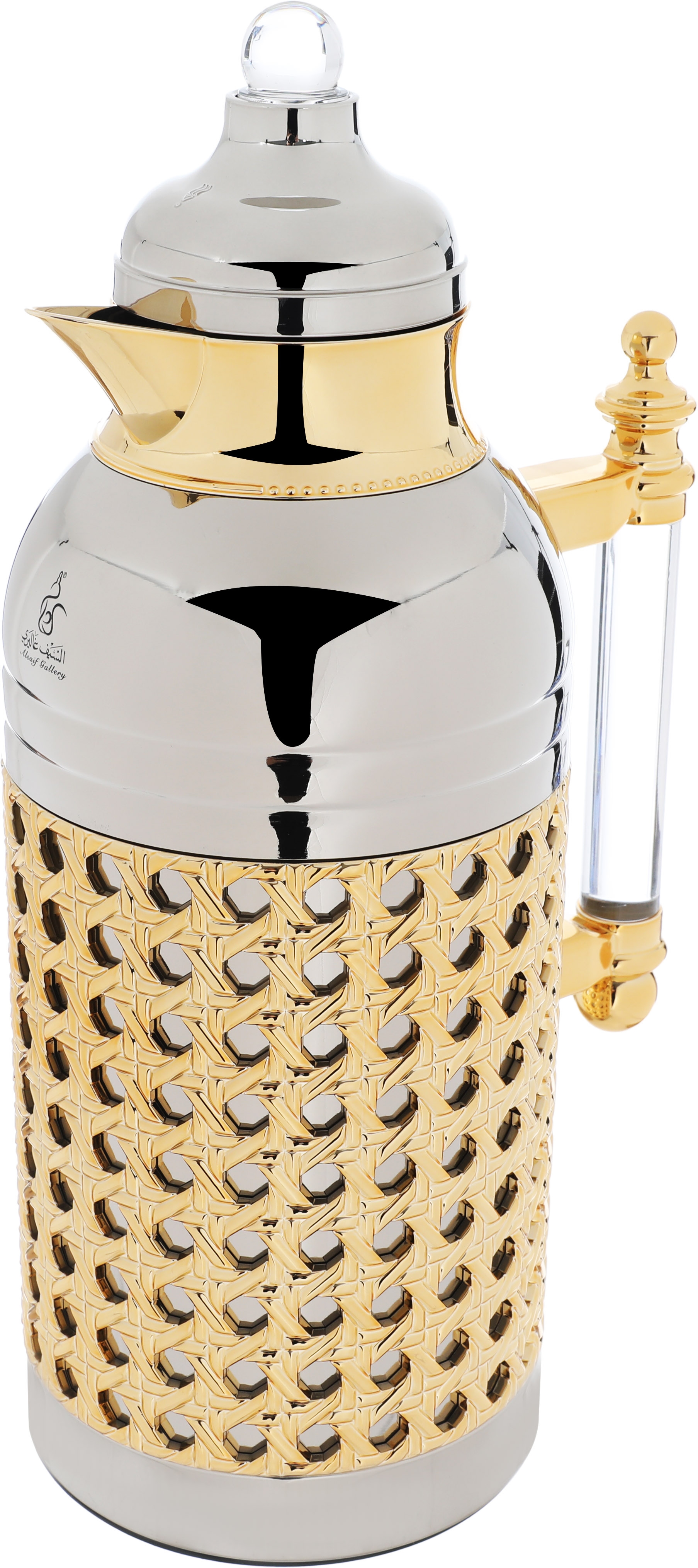 Al Saif Gallery Sarah thermos set, 1 liter, transparent handle, thermal glass inner case, steel outer shell - silver product image 9