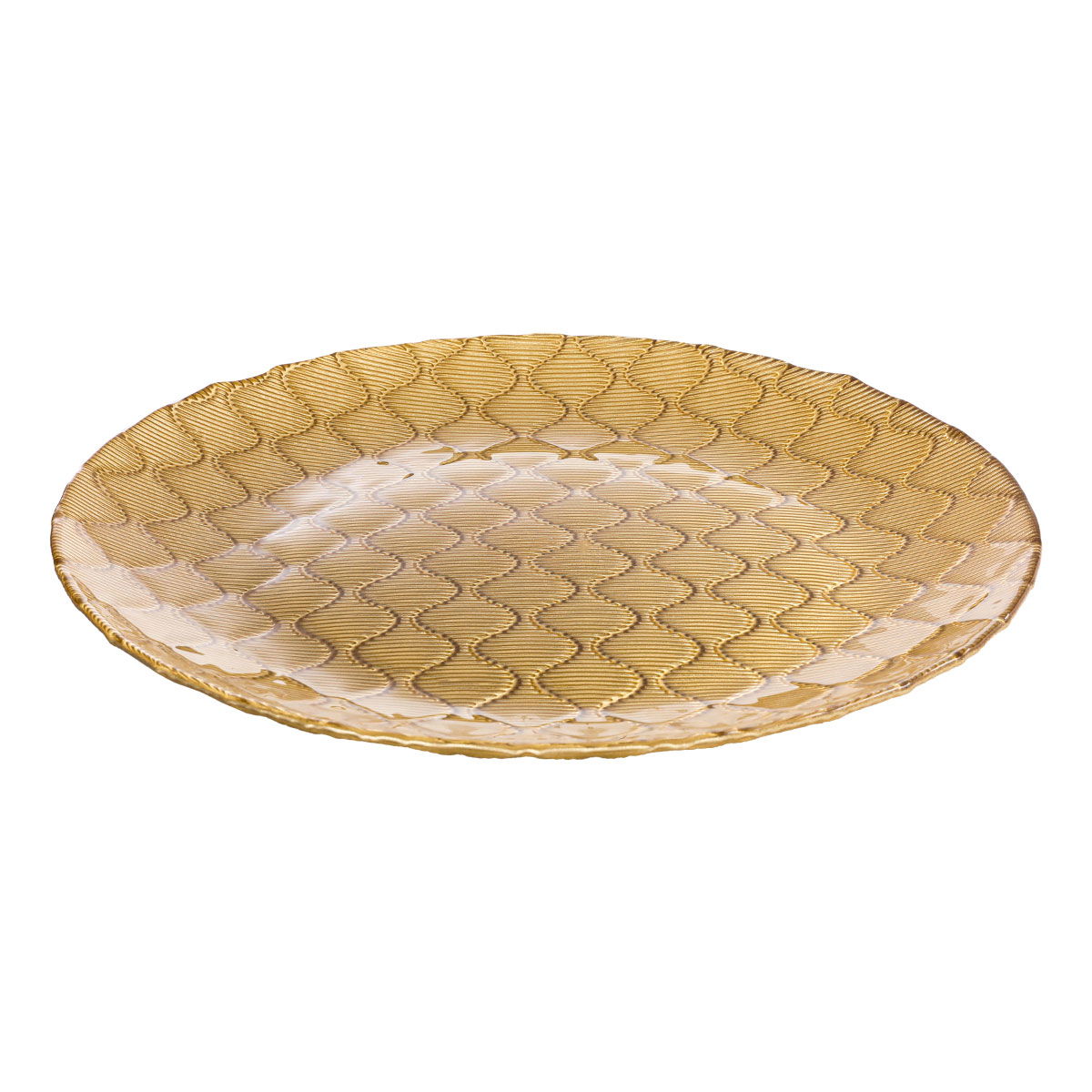 Al Saif Gallery Glass Serving Plate, 32X32X2 Cm - Gold product image